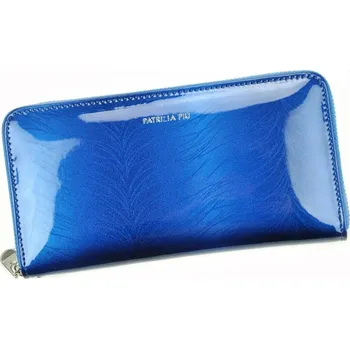 Lesklá celozipová kožená modrá peněženka Patrizia Piu FF-119