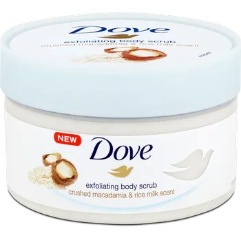 Tělový peeling DOVE Exfoliating Body Scrub Crushed Macadamia & Rice Milk 225 ml