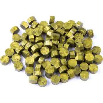 Pečeť Pečetní vosk světle zeleno zlatá metalická - granulovaný 30g - Typ 17