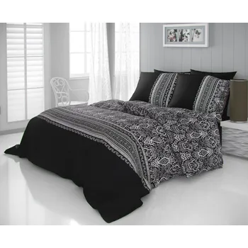 Povlečení Kvalitex Luxury Collection Nobel černobílý 140 x 200, 70 x 90 cm zipový uzávěr