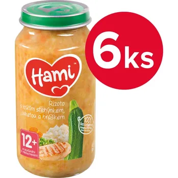 Dětská výživa Hami Rizoto s krůtím masem, cuketou a hráškem 12m+ 6x250 g