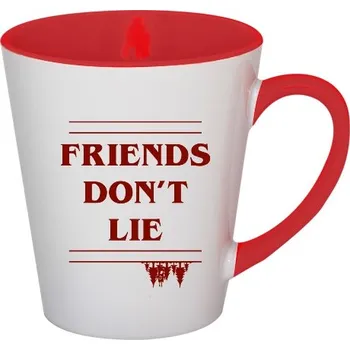 Hrnek kónický barevný s potiskem Friends don't lie hrnek
