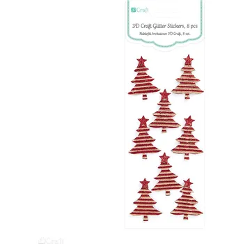 samolepka DP Craft Samolepky vánoční 3D - TREES, 8 Ks RED