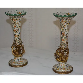 Váza Zámecké vázy s jeleny-porcelán+bronz - krásné