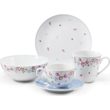 Jídelní set Leander Snídaňová souprava, český porcelán, RoseLine, kvítky, Leander, 5 d., var. 1