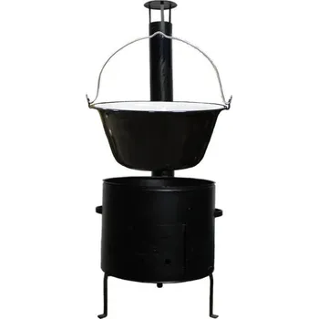 Kempingové nádobí Smaltovaný kotlík 16 L (1,2 mm) + kovová kotlina 39 CLASSIC (KOV) Easy party