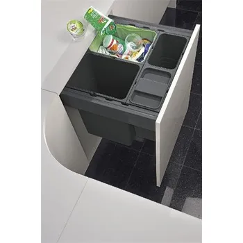 Odpadkový koš NINKA sestava odpadkový košů pro korpus 600mm 2x17L + 2x8L tmavě šedá