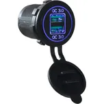 2x USB nabíječka voděodolná do panelu, QC3.0, modrá