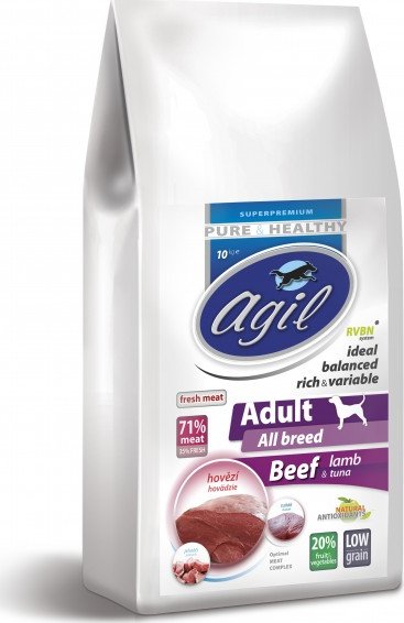 AGIL ADULT ALL BREED, BEEF & LAMB & TUNA superpremiové krmivo pro psy 10Kg