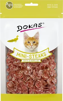 Pamlsek pro kočku Dokas Mini steaky kachna/treska 40 g