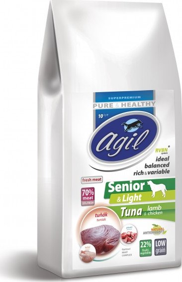 AGIL SENIOR&LIGHT, TUNA & LAMB & CHICKEN superpremiové krmivo pro psy 10Kg