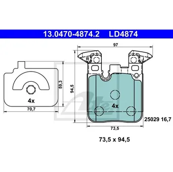 Brzdová destička ATE Ceramic 13.0470-4874.2