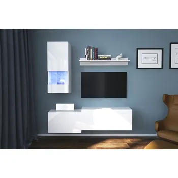 Obývací stěna Ral Obývací stěna OREGON 2, 151 cm - Bílý lesk