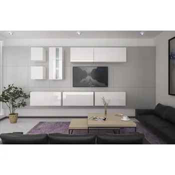 Obývací stěna Ral Obývací stěna TENNESSEE 4, 260 cm - Bílý lesk