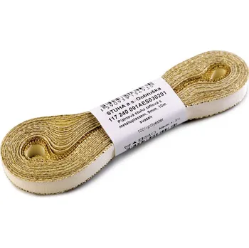 Stuha Stuha taftová bílá + zlatý okraj, šíře 9mm, 10m