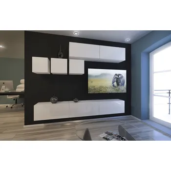 Obývací stěna Ral Obývací stěna VIRGINIE 4, 249 cm - Bílý lesk