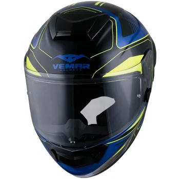 Helma na motorku Recenze Vemar Hurricane Laser modrá/žlutá fluo/černá