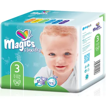 Drylock Magics Flexidry 3 Midi 6-10 kg 36 ks Plenkové kalhoty Drylock Magics Flexidry 3 Midi 6-10 kg 36 ks