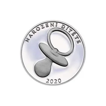 Stříbrný medailon k narození dítěte 2020 - 28 mm