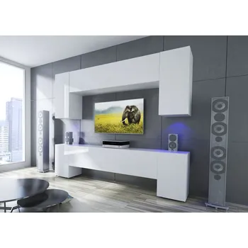 Obývací stěna Ral Obývací stěna DALY 2, 240 cm - Bílý lesk