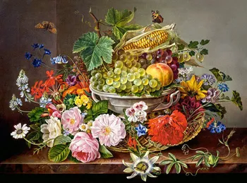 Puzzle Castorland Zátiší s květinami a ovocem 2000 dílků