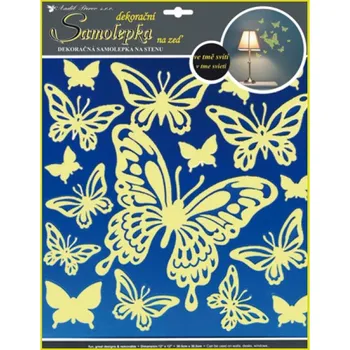 Samolepící dekorace Samolepky na zeď motýli svítící ve tmě 32x31cm