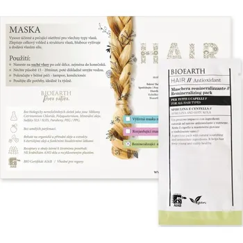 Pleťová maska BIOEARTH Vzorek: Remineralizující maska, všechny typy vlasů 12ml