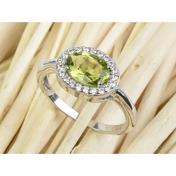 Prsten Prsten olivín ovál se zirkony 8x6mm Ag 925/1000