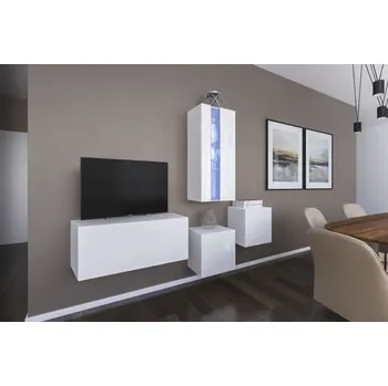 Obývací stěna Ral Obývací stěna HAVAJ 1, 197 cm - Bílý lesk