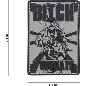 Nášivka Gumová nášivka 101 Inc nápis Bitch - šedá
