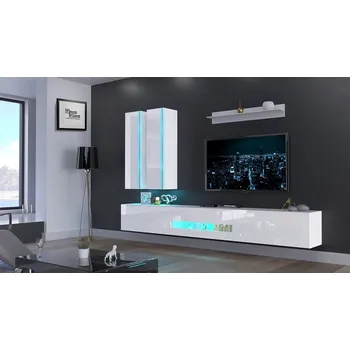 Obývací stěna Ral Obývací stěna LORA 273 cm - Bílý lesk