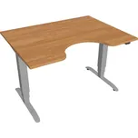 Elektricky výškově stavitelný stůl Hobis Motion Ergo - 3 segmentový, standardní ovladač Šířka: 120 cm, Barva desky: olše, Barva kovu: šedá RAL 9006 Šířka 120-180 cm / 27 barevných variant
