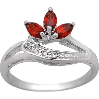 Prsten ShopBOB stříbrný prsten s granáty a zirkony Ag 2,6 g 50