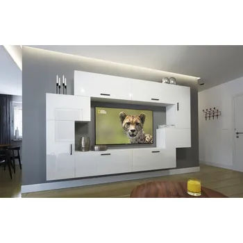 Obývací stěna Ral Obývací stěna IRMA 4, 240 cm - Bílý lesk