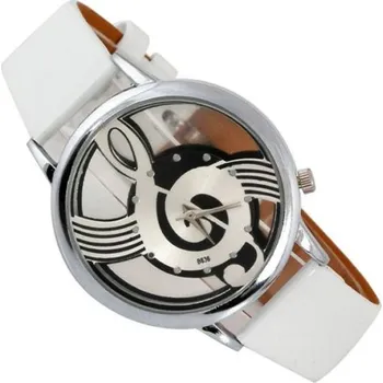 Hodinky Načančaná.cz Unisex kožené hodinky Houslový klíč - 2 barvy Barva: Bílá