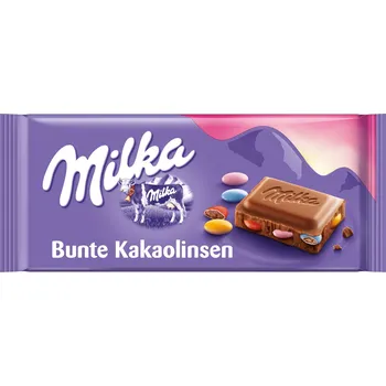 MILKA MLÉČNÁ ČOKOLÁDA S LENTILKAMI 100g NĚMECKO!