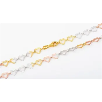 Náhrdelník Stříbrný pozlacený náhrdelník se srdíčky 63732F 42 cm