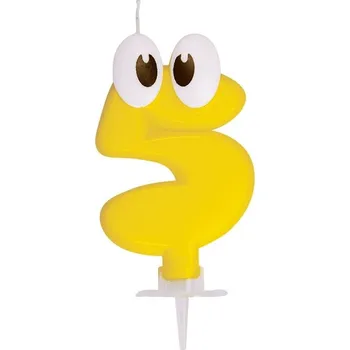 Svíčka Číslová svíčka se stojánkem "5" 80mm (1ks)