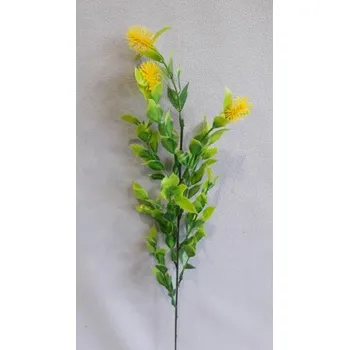 umělá květina Větvička lístky bodlák, Barva žlutá PS0043