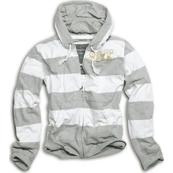 Pánská mikina SURPLUS Mikina HENLEY s kapucí pruhovaná ŠEDOBÍLÁ velikost: S