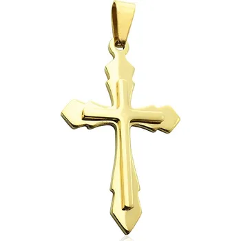 Přívěsek Přívěsek křížek gold 3,7 cm z chirurgické oceli S991035
