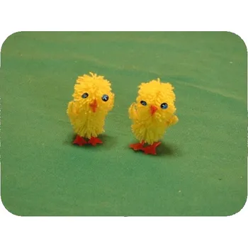 Vánoční dekorace Kuře žl.střapaté - 4,5cm 35ks v boxu,cena 1ks