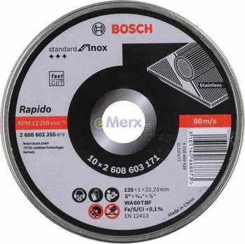 Řezný kotouč Bosch 125 x 1 mm Standard for Inox Rapido