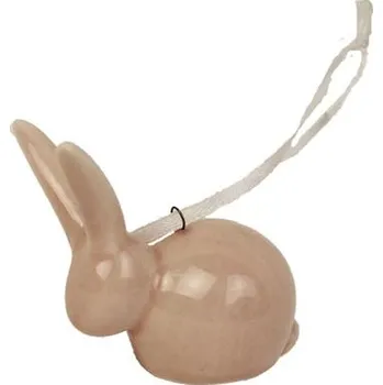 Velikonoční dekorace Zajíček keramika malý růžový - závěs