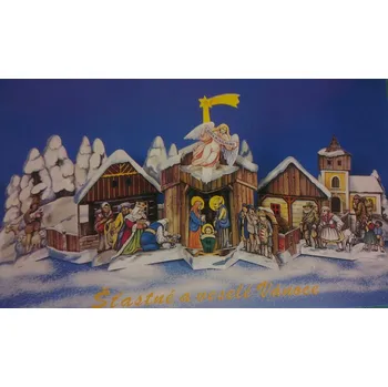 Vánoce Betlém vysekávaný, skládací (17x11cm složený)