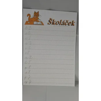 Psací podložka Podložka ŠKOLÁČEK - A4 - PVC s předepsanými písmenky pro prvňáky