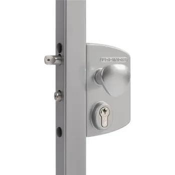 brána LOCINOX LEKQ ZILV - komplet zámkové krabice pro profil 40 až 60 mm, s funkcí otvírače, Fail Open, pro křídlové branky, stříbrný
