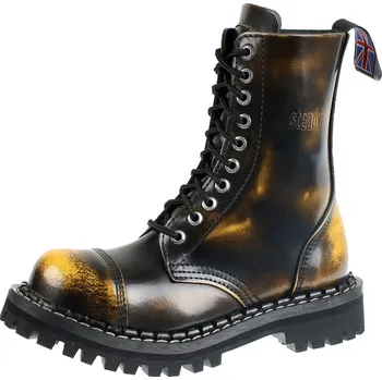 Pánská zimní obuv boty kožené unisex - 10 dírkové - STEADY´S - STE/10_yellow/black