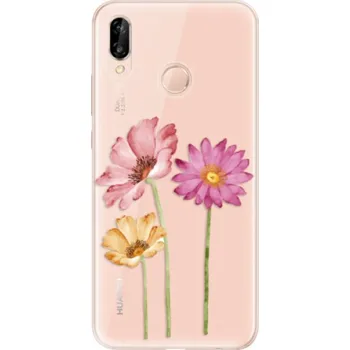 Pouzdro na mobilní telefon Silikonové pouzdro iSaprio - Huawei P20 Lite - Three Flowers (Odolný silikonový kryt, obal, pouzdro iSaprio - Huawei P20 Lite - Three Flowers - skvělá ochrana a pružnost, stylový UV potisk, lehkost, tiskne se v České republice)