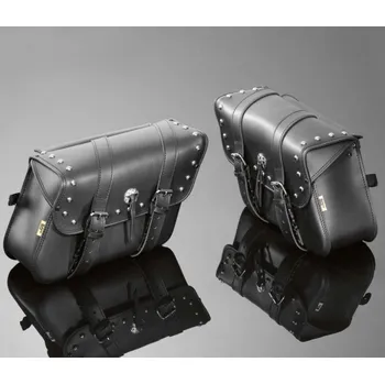 Zavazadlo na motocykl Highway Hawk H02-2611 Brašny Houston zdobené nýty kůže černá 2ks - Černá